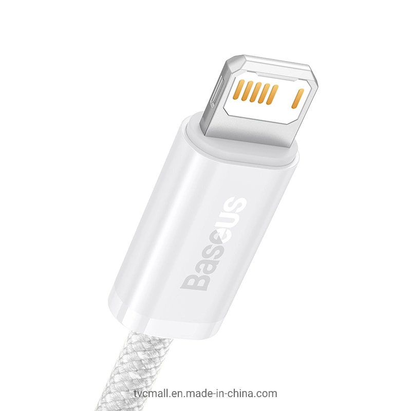 كبل USB لتوصيل بيانات الشحن السريع من السلسلة الأساسية الديناميكية 2.4A بطول 2 م إلى سلك IP مضفر - أبيض