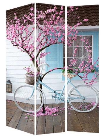 Hot Sale 3-Panel Promotional Stretched Waterproof Flower Tree Design Canvas Prints, Room Dividers, Canvas Screen