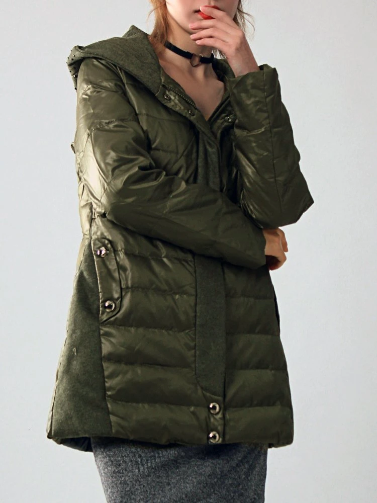 New fashion High quality/High cost performance  90% Grey Duck Down Coat Winter Women Long Duck Down Jacket with Hood