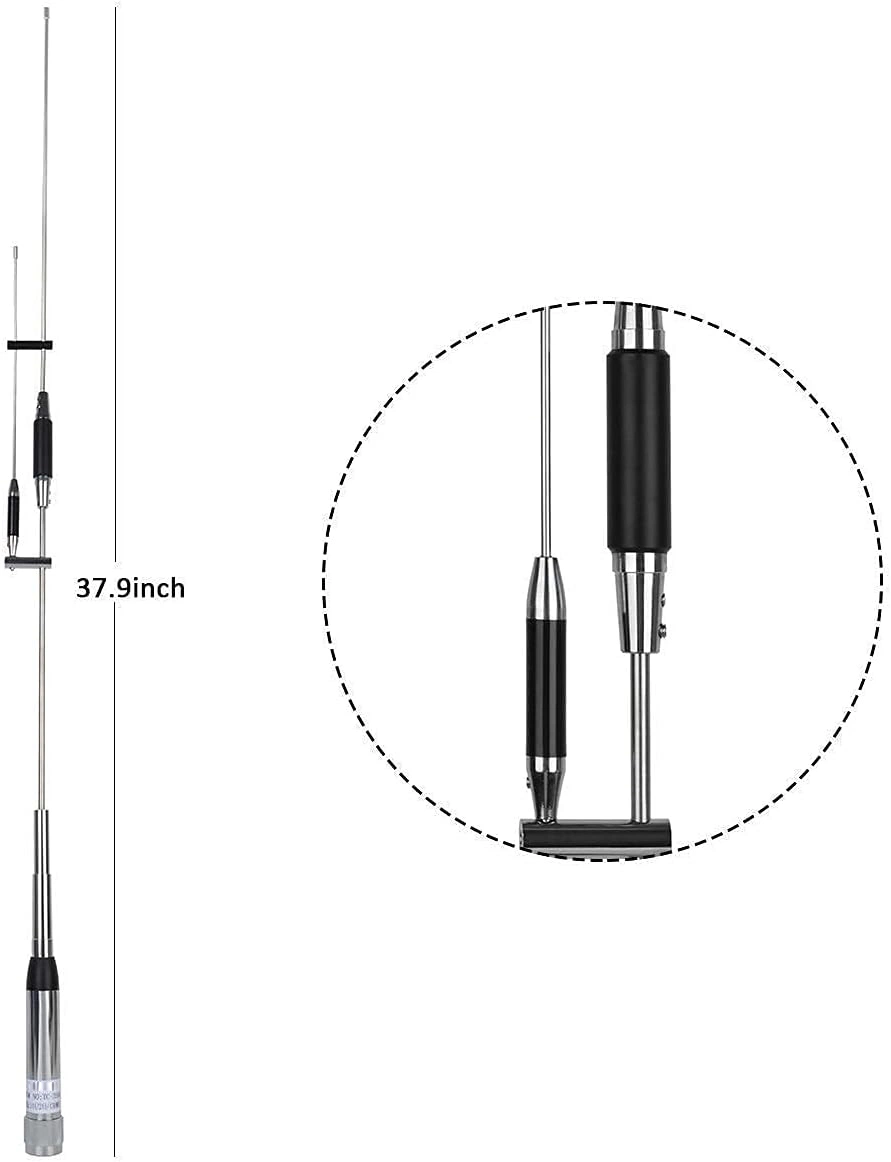 Antena de rádio móvel multibanda com suporte para clipe de automóvel em aço inoxidável