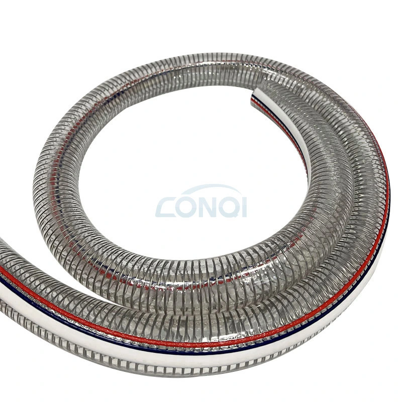 Anti-Static PVC Spiral Spring Steel Wire Reinforced Flexible Pipe Industrial Suction Discharge Hose