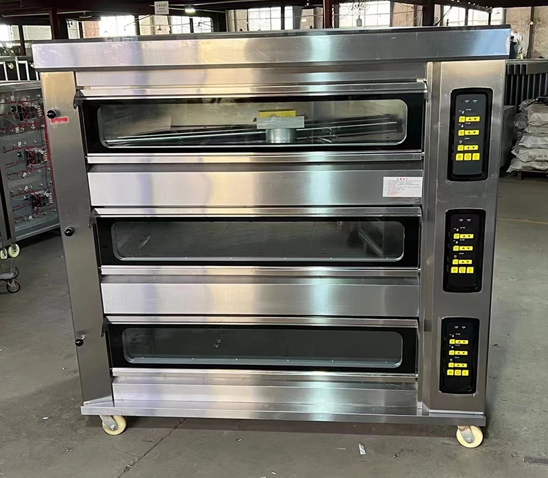 Commercial Kitchen 3 Deck 9 Trays Electric Gas Baking Machine for Bakery