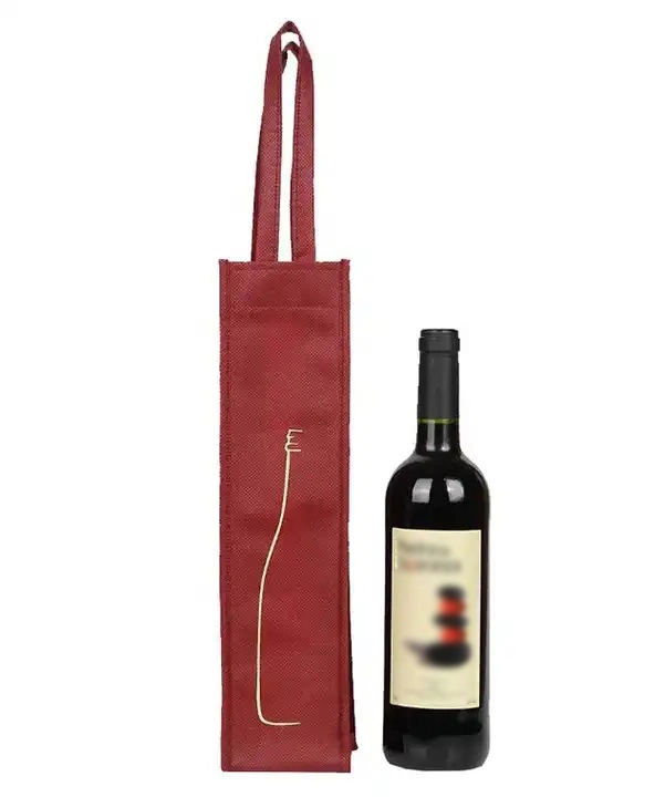 Custom Promotional Reusable Non Woven Wine Shopping Bag Christmas Single Gift