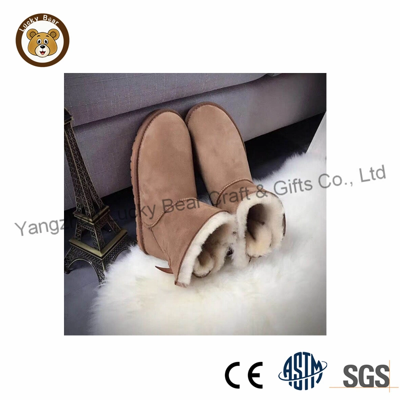 New Fashionable Winter Warm Comfy Cute Bow Ladies Ankle Real Sheepskin Fur Snow Boots