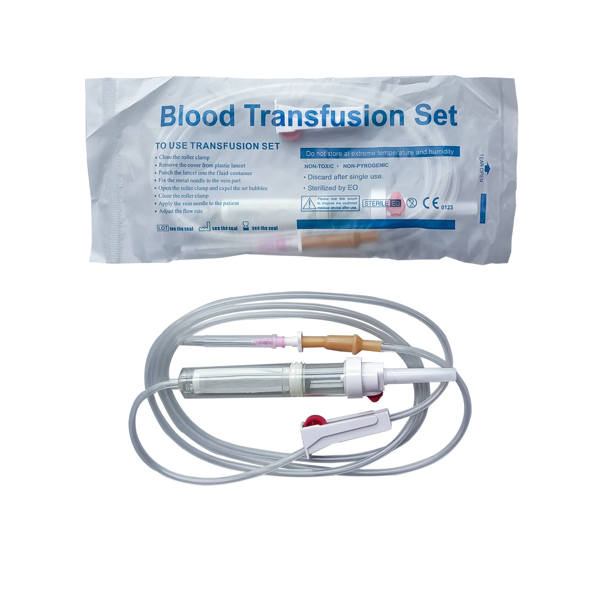 Conjunto de transfusão de sangue de peças com filtro de leucócitos IV Conjunto transfusão