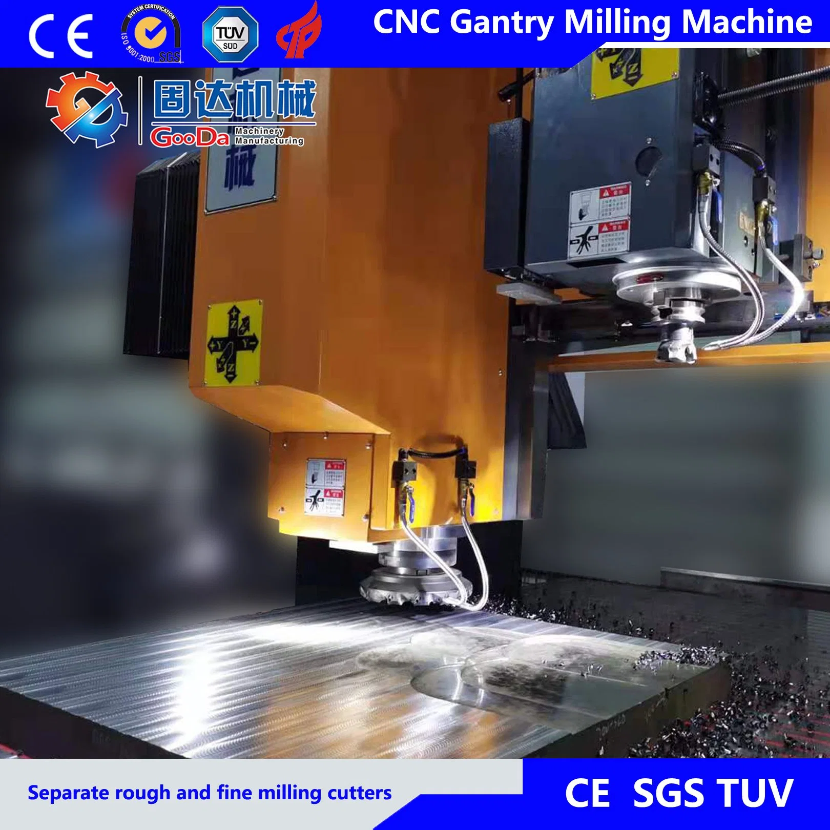 Gooda CNC Machine Tool Gantry Milling with Two Separate Rough and Fine Cutting Drilling Grinding Planar Type Machinery