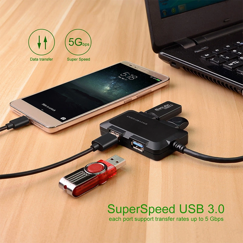 Winstars Uh30410 Tragbarer USB-Hub mit 3,0 4 Anschlüssen