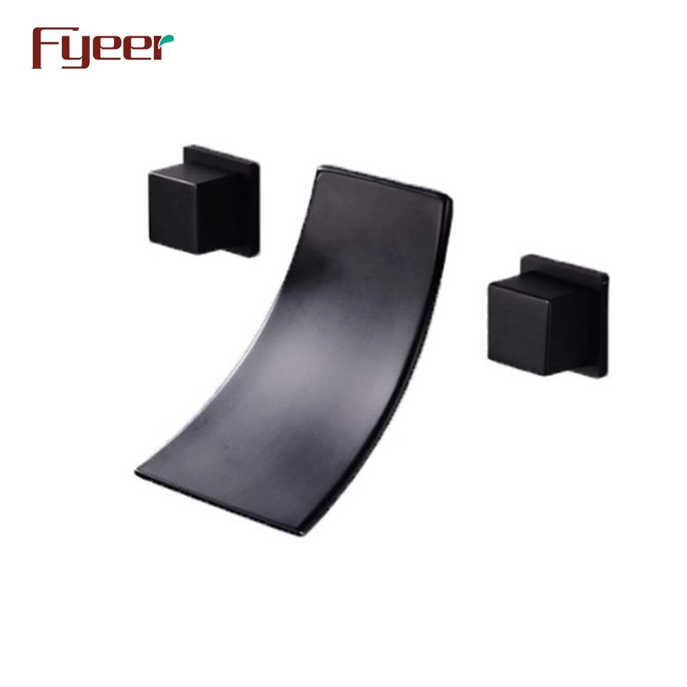 Fyeer Matte Black Waterfall Wall 3 Hole Bathroom Faucet