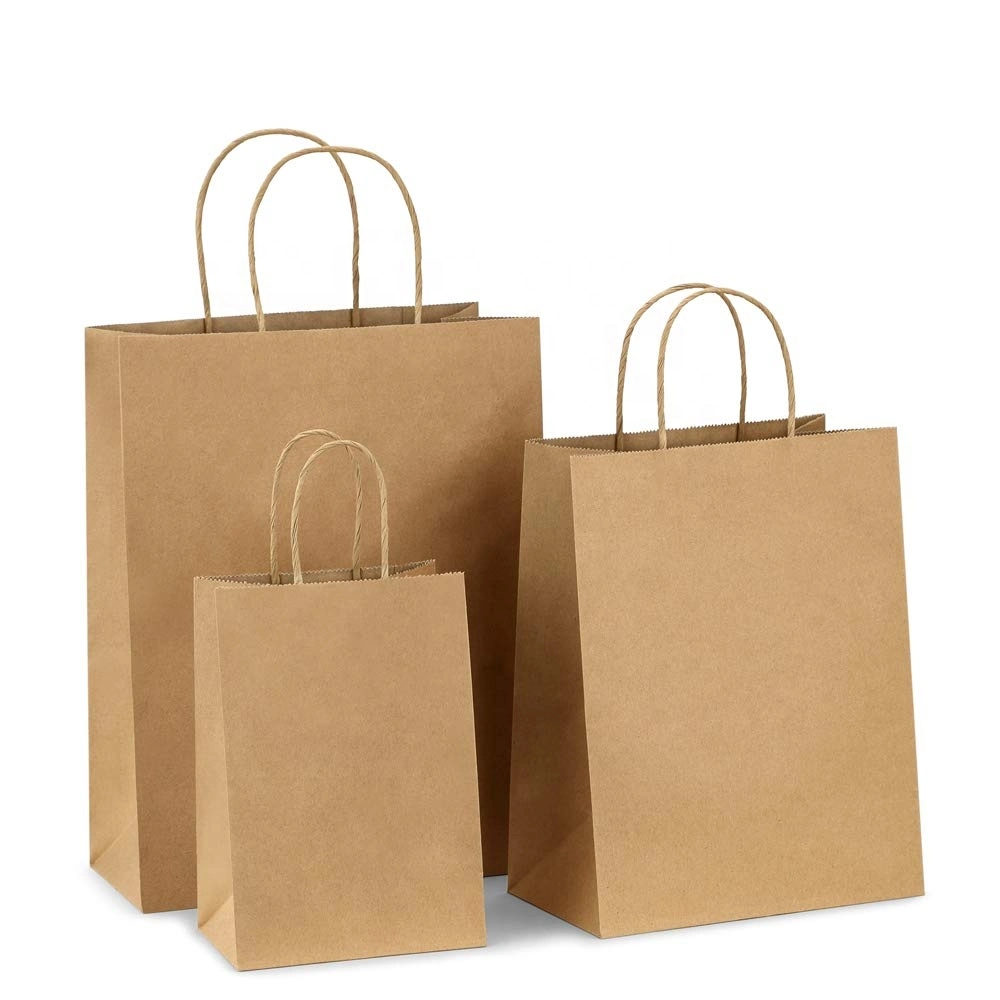 Durable Recyclable Shopping Paper Bags Candy Gift with Handle Birthday Wedding Party Paper Bags