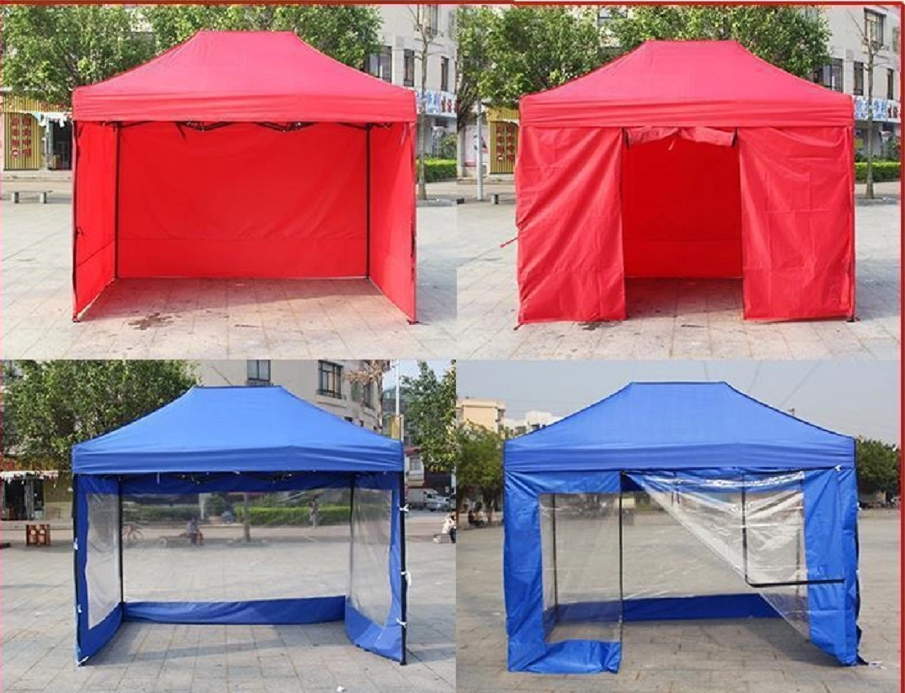 Portable Pop-up Gazebo Stall Tent with Roman Transparent Window for Outdoor Activities, Sidewalk Portable Tent Bl17599