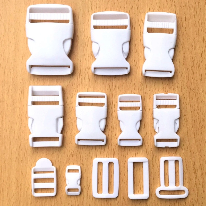 White Plastic Adjust Lock Bag Buckle for Backpack Safety Webbing Strap