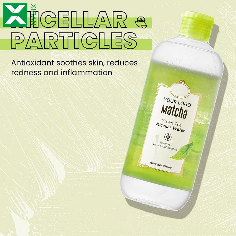 Перед лицом Private Label Логотип зеленого чая Matcha Micellar воды для снятия макияжа