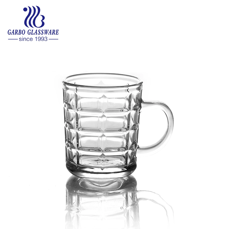 8 Oz Engraved Glass Tea Mug Glass Water Tea Coffee Drinking Mug Home Restaurant Use Drinking Glass with Handle