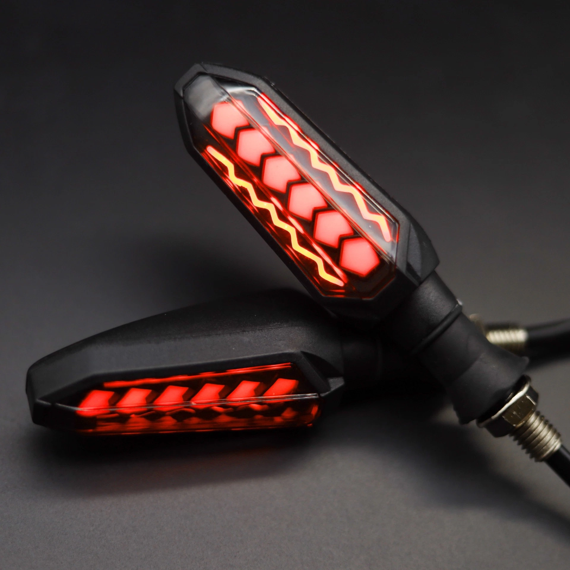 Motorcycle Battery Car LED Warning Light Two-Color Water Breathing Turn Signal