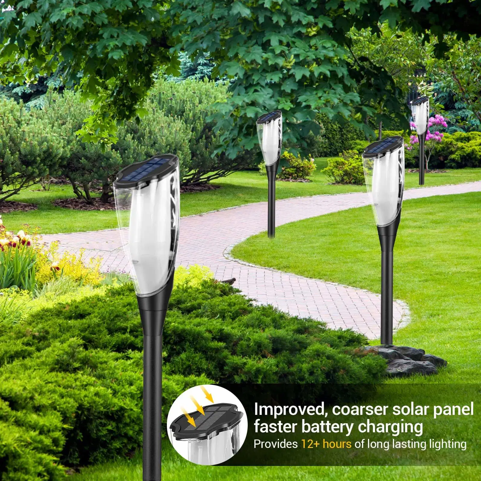 IP65 Waterproof Automatic on/off LED Solar Flame Garden Torches Lights