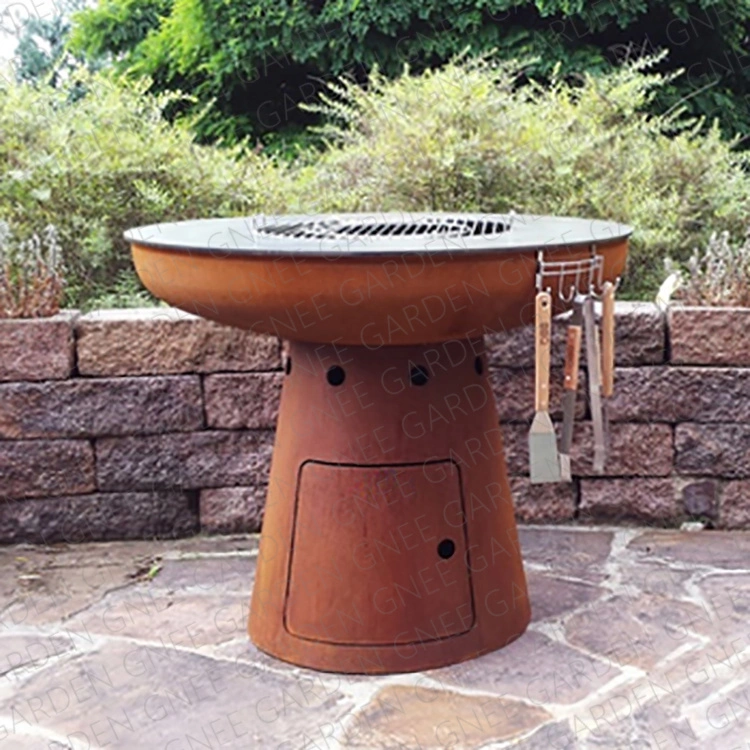 Corten Steel Barbecue Grill with Place to Hanging Tools