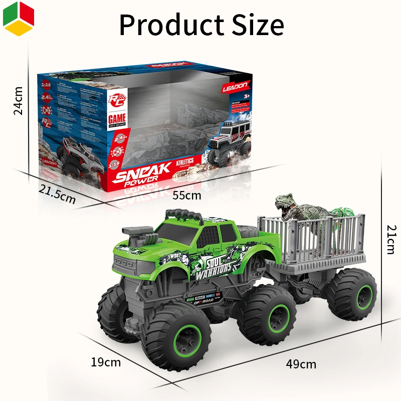 QS Toys Hot Sales Wholesale/Supplier Assemble DIY Remote Control Car 1: 16 2.4GHz Big Wheel off-Road Car with Dinosaur Tree Scene Radio Control Toys