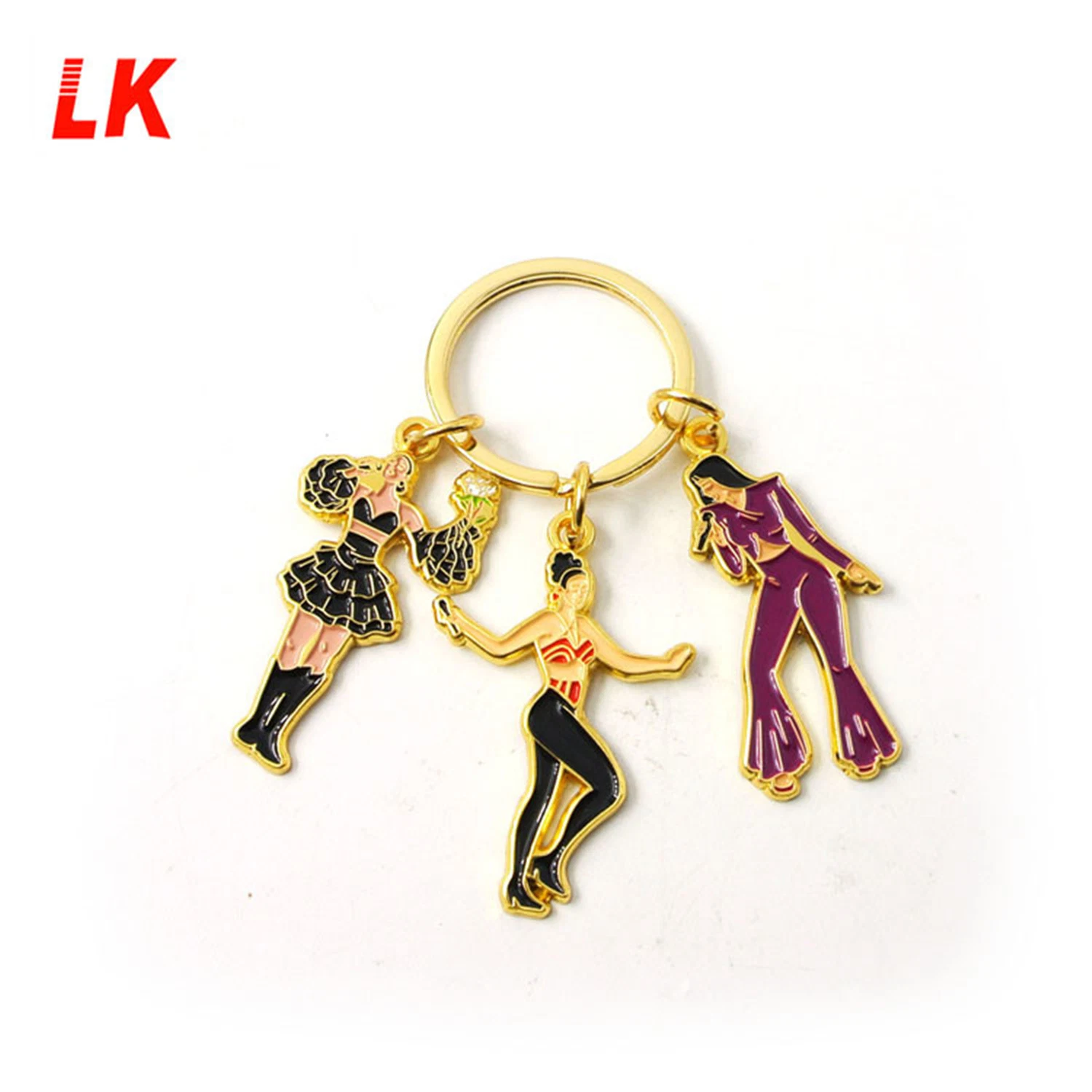 Custom Logo Die Cast Metal Keychain Key Rings with Link Chain