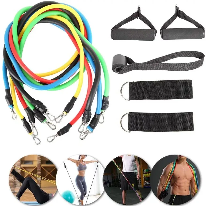 Sin MOQ 11pcs Cuerda ejercicios Fitness Conjunto de bandas de resistencia a la formación de la banda de Yoga GIMNASIO Gimnasio