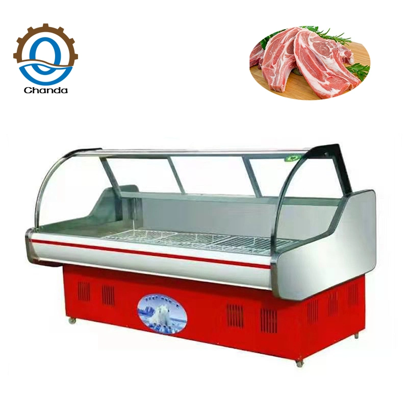 Supermarket Commercial Chicken Pork Glass Cabinet Display Meat Chiller Refrigerator Meat Freezer