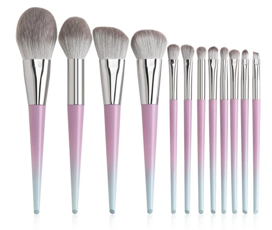 12 PCS Gradient Color Makeup Brushes Set with Vegan Soft Hair Eye Shadow Brush Full Set Cosmetics Tools