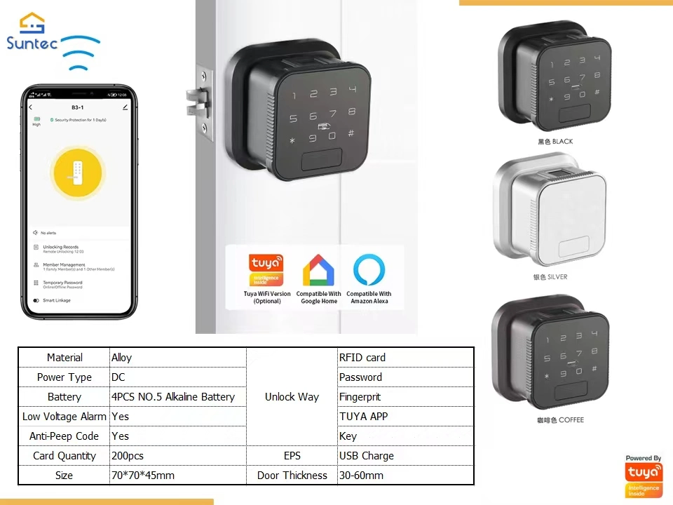 Suntec Smart Square Frame Fingerprint Lock APP Remote Control