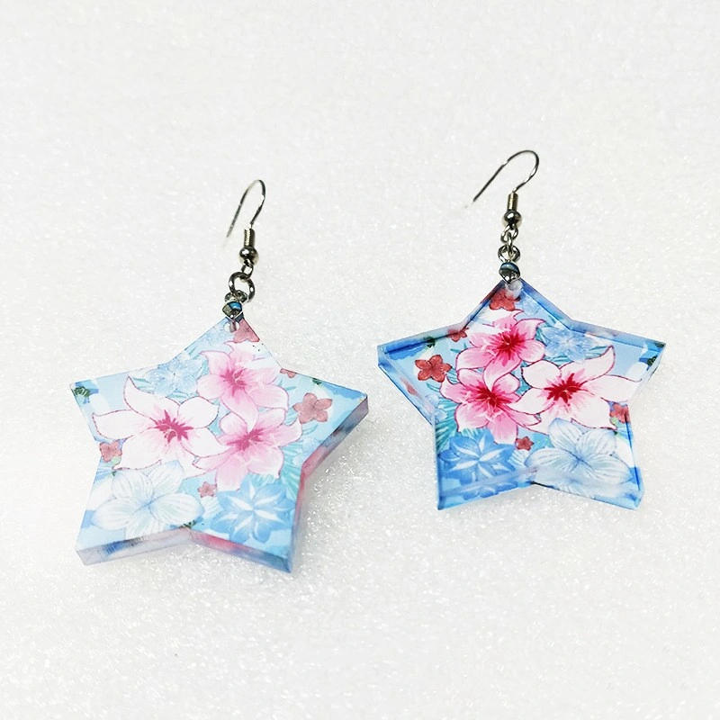 Sublimation Acrylic Accessories Pendant Earrings Star Transparent Plastic Earrings DIY Jewelry