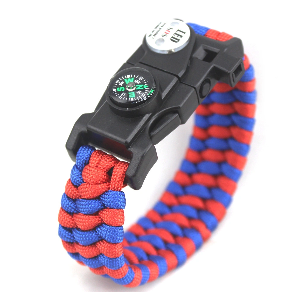 Original Factory of Outdoor Sport Camping Survival Wristband with LED Light Whistle Firestarter