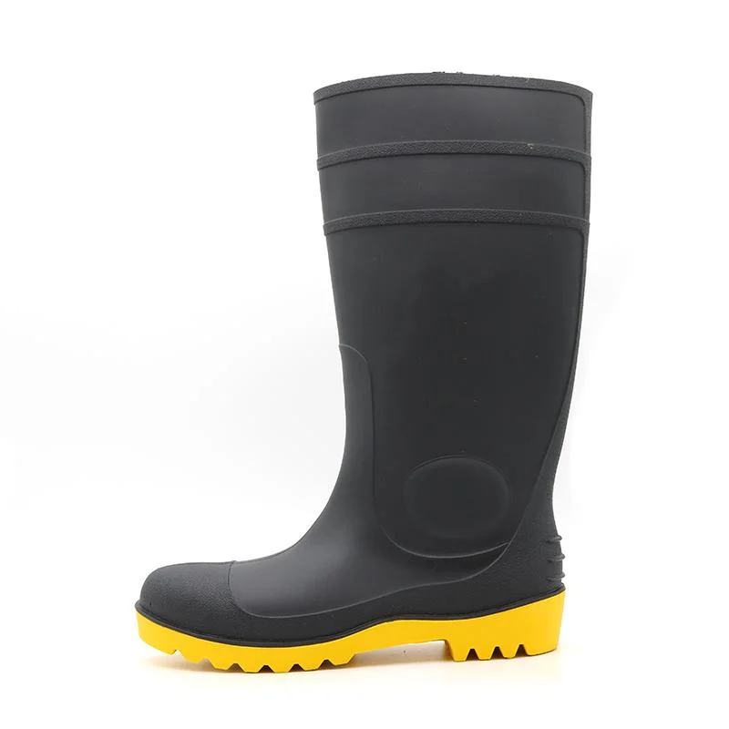 CE Verified Anti Slip Waterproof Oil Acid Alkali Resistant Steel Toe Puncture Proof Antistatic Men PPE Protective Construction PVC Safety Rain Boots