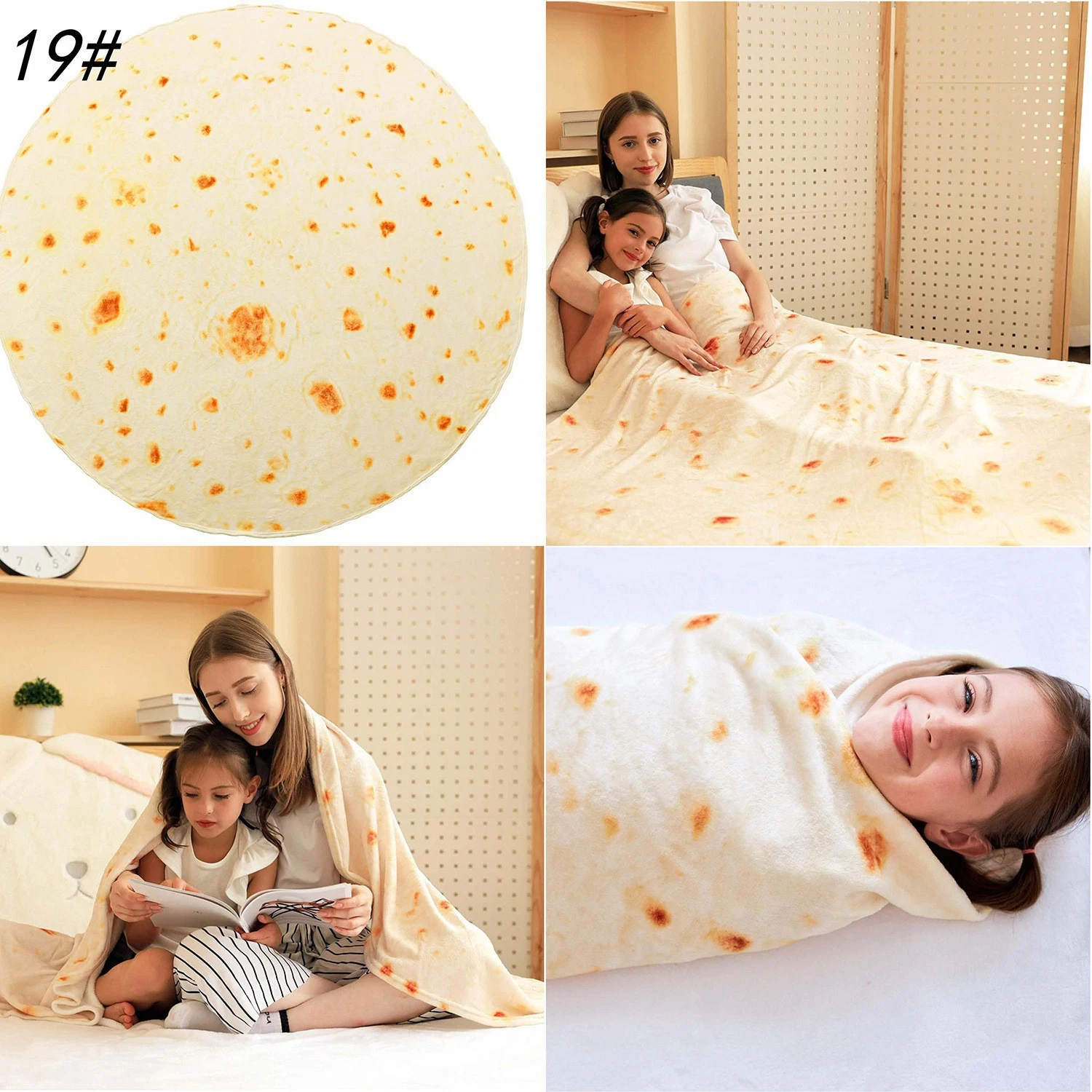 Pizza Blanket Double Sided Funny Realistic Food Adult Size Blanket Pizza Throw Round Blanket for Bed Sofa Picnic