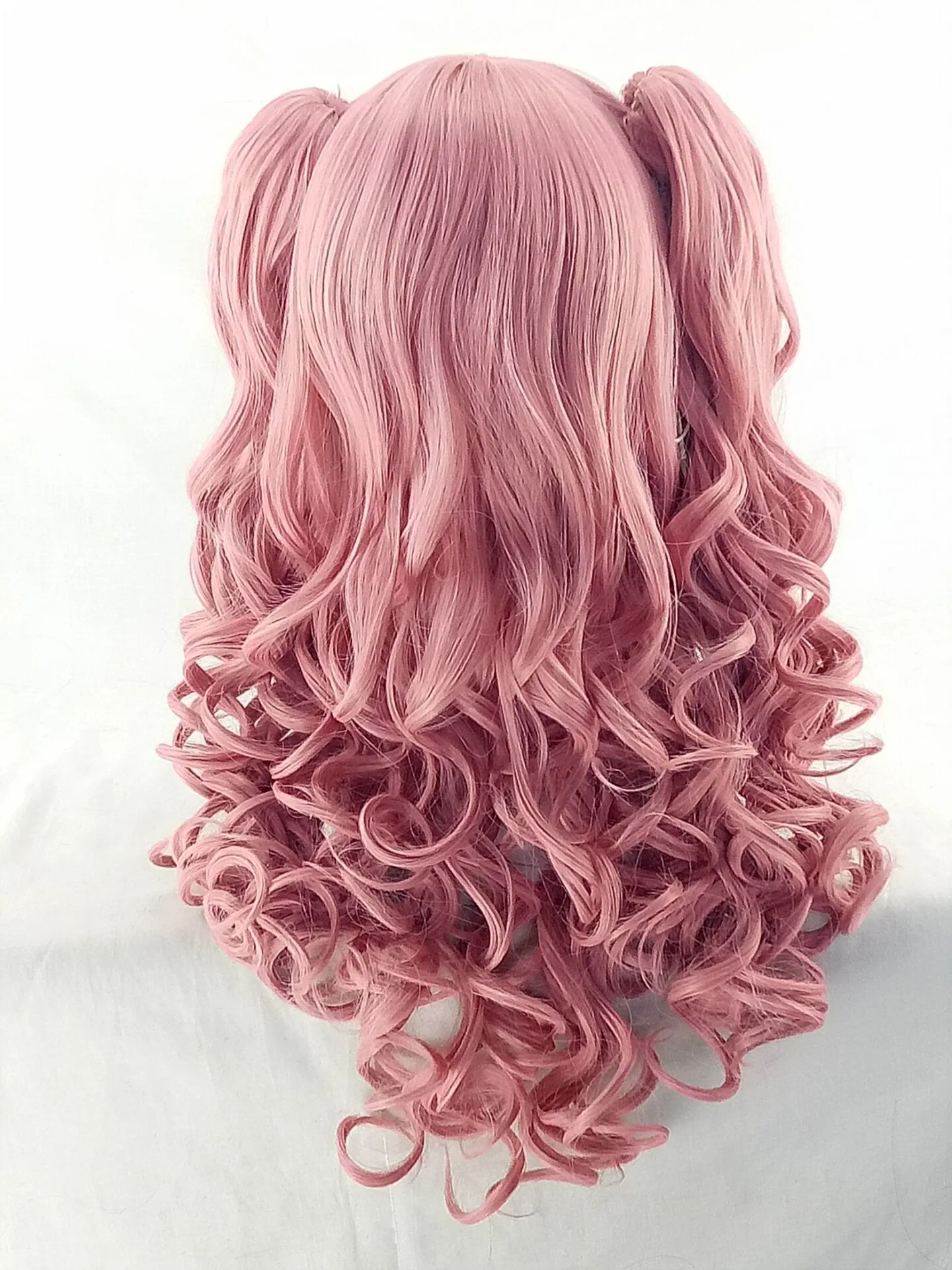 Wholesale/Supplier Cute Girl Lolita Cosplay Wig Synthetic Long Curly Wavy Pink Hair Bunches Party Wigs with Bangs