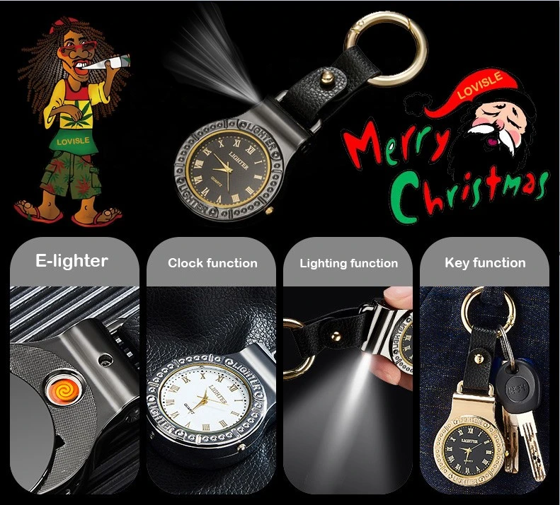 Electronic Lighter Car Keyring Windproof Flameless USB Rechargeable Lighte Cool Men Gifts