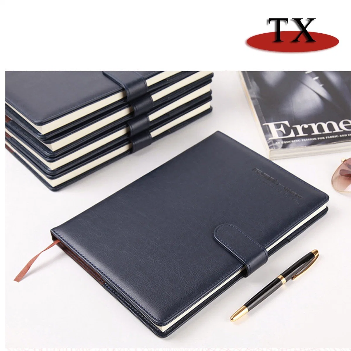 Pu cuir Notebook Manufacturers logo personnalisé papeterie de bureau