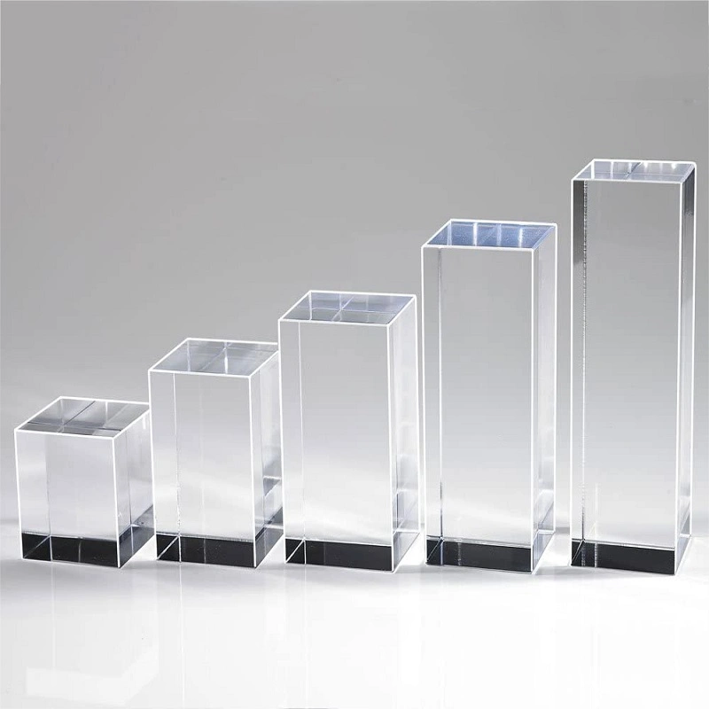 Suportes de cubo transparentes Plexi Riser escalonados suporte acrílico visor de cabide Bloquear com impressão de logótipo