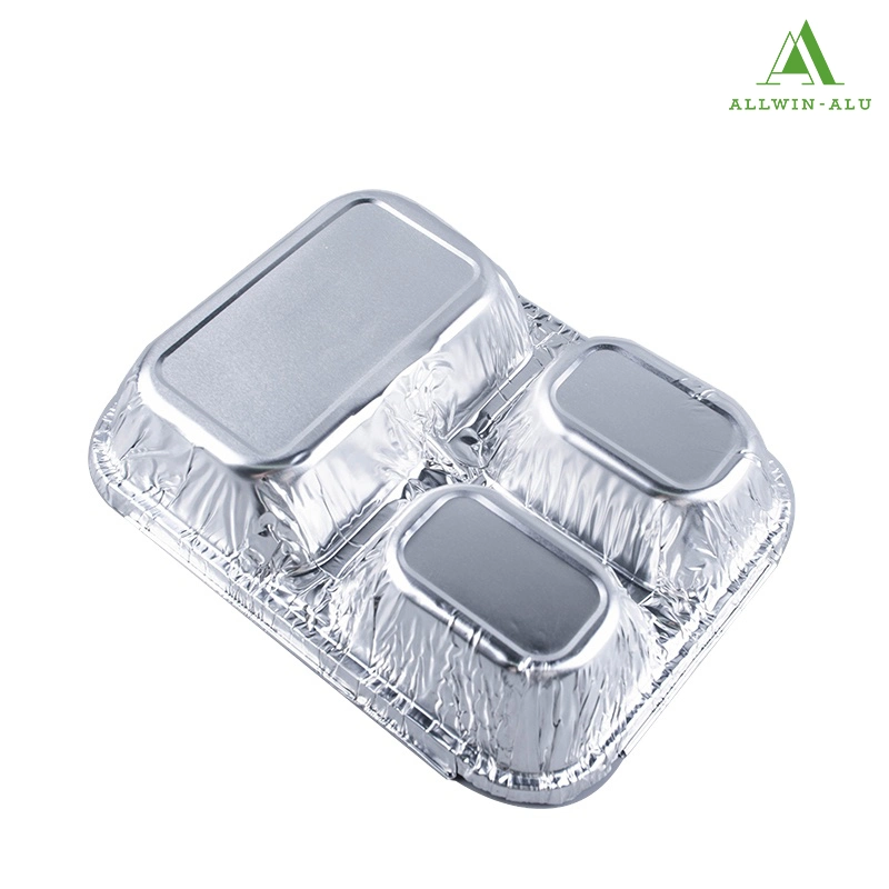 780ml Disposable 3 Compartment Foil Food Container/Tray/Pan/Plate