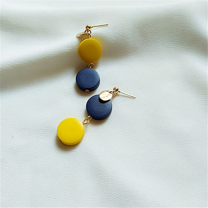 Wholesale/Supplier Jewelry Colorful Asymmetrical Wood Stud Earrings