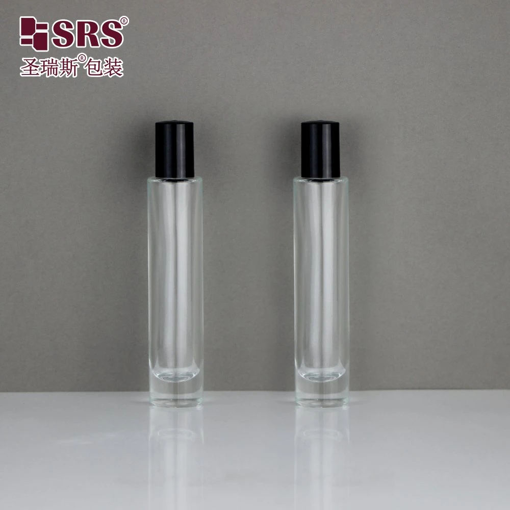 Envases cosméticos Custom Tapa Negra Bola Bola de acero de 15ml el frasco de cristal