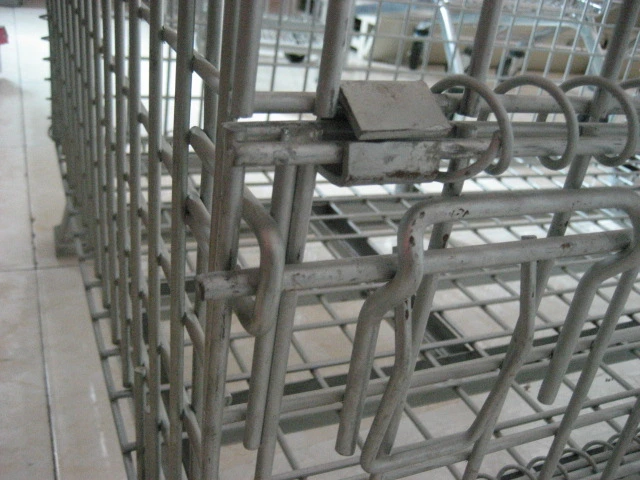 Depósito de almacenamiento de plegado de malla de acero Caja de acero galvanizado de la jaula de rodadura de la bandeja de plegado de combinación de equipos de logística