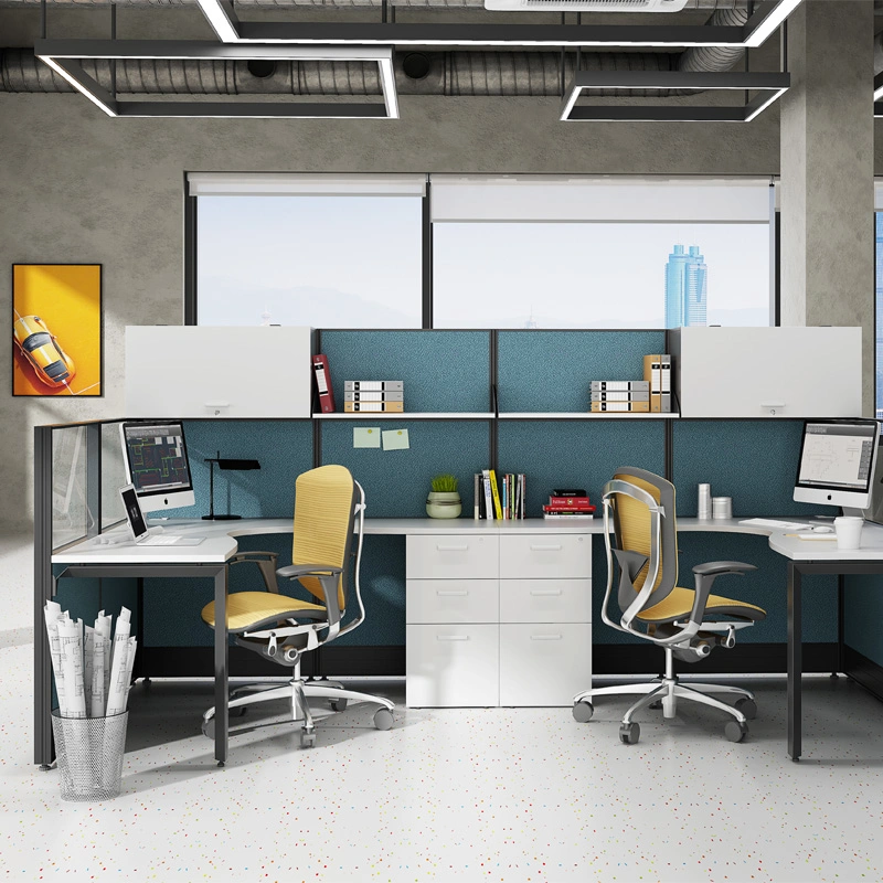 Custom Wood Desk U Shape Furniture Cubicles Modern 2 Person Workstation Office Partition