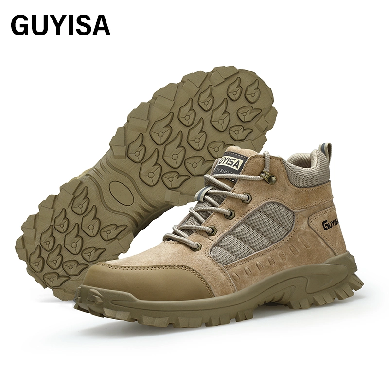 High Cut Suede Leather Slip Resistant Rubber PU Sole Steel Toe Sport Safety Shoes