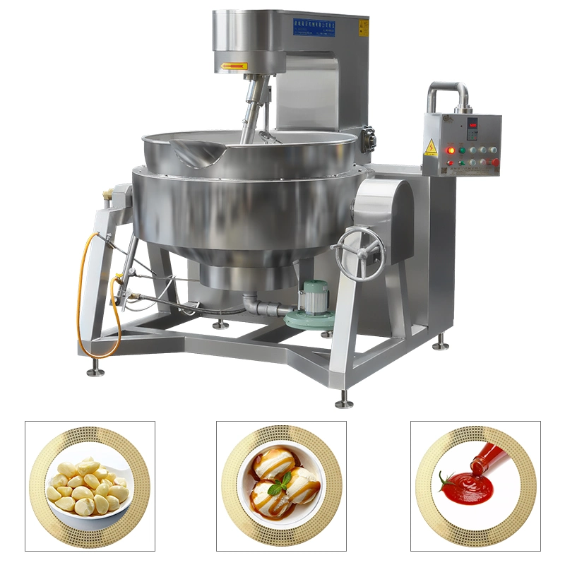 China gran Comercial Industrial planetario múltiple automática inclinando el Curry Chili Bean pegar haciendo la mezcla de vapor de Gas Eléctrico Sourdough relleno cocinar hervidor de agua