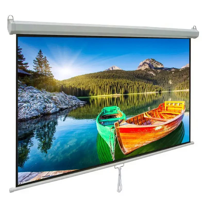 Manual Pull Down Projection Screen Office School Supply