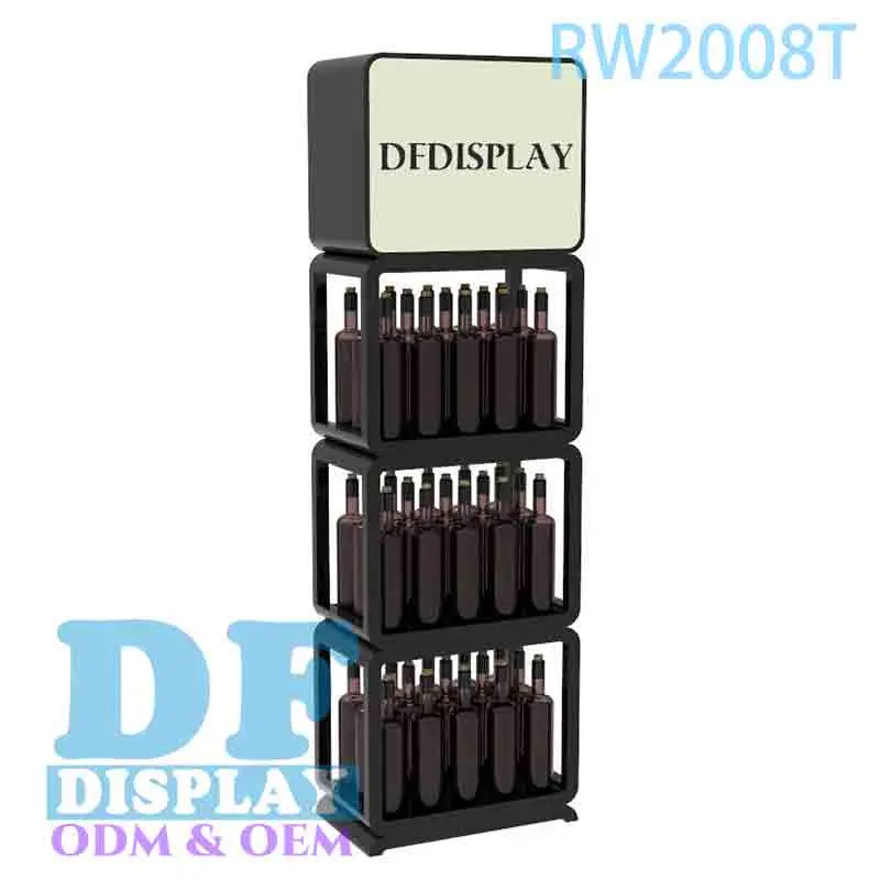 Custom Display Stands Adjustable Shelves Food Bottles Box Wooden Flooring Display for Bulk Purchase