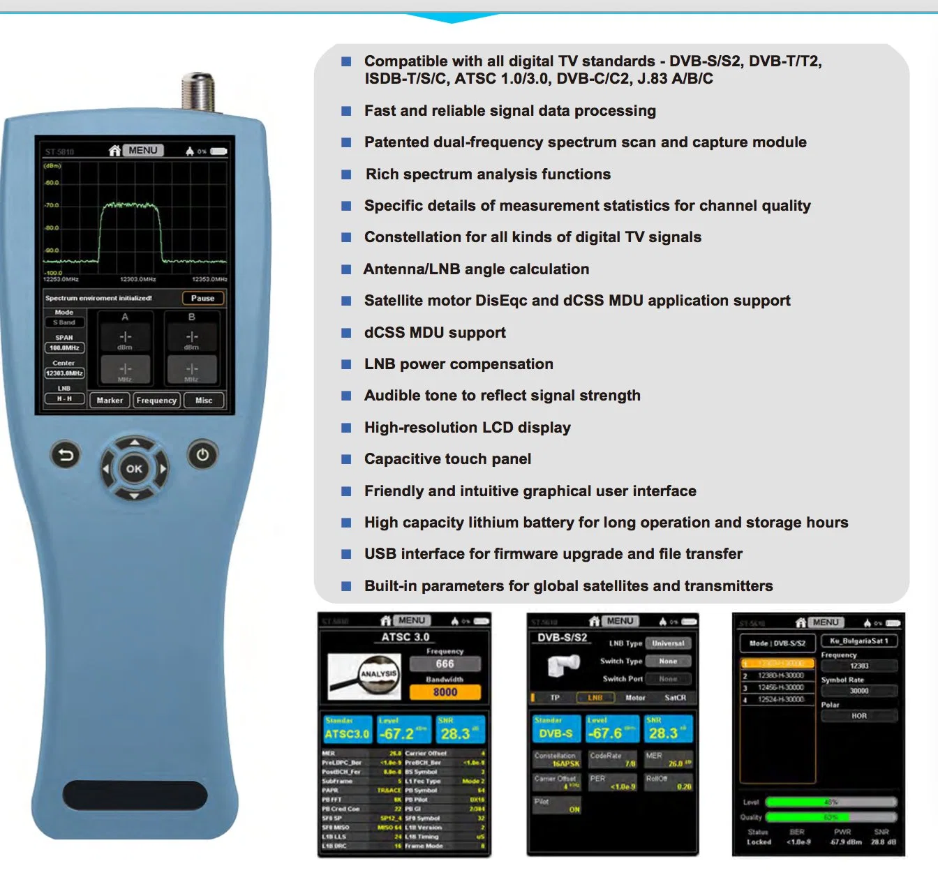 Universal Digital TV Signal Satellite Finder (الباحث عن القمر الصناعي