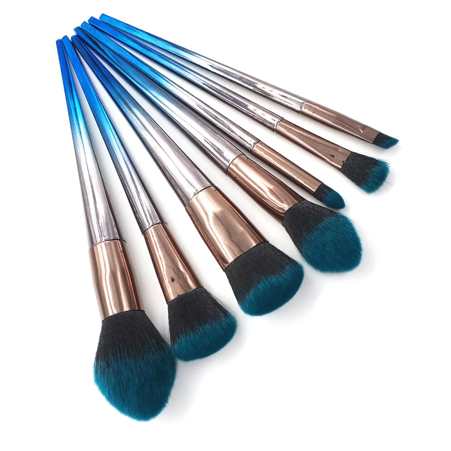 Elegant Blue Ombre Makeup Brush Set - 12 Pack Private Label Cosmetics Brush Set