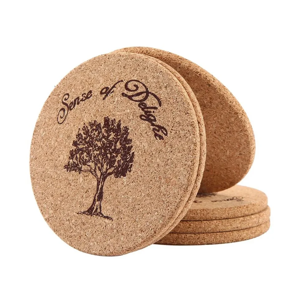 Wholesale Natural Round Cork Coasters with Metal Holder Blank Cork Coasters