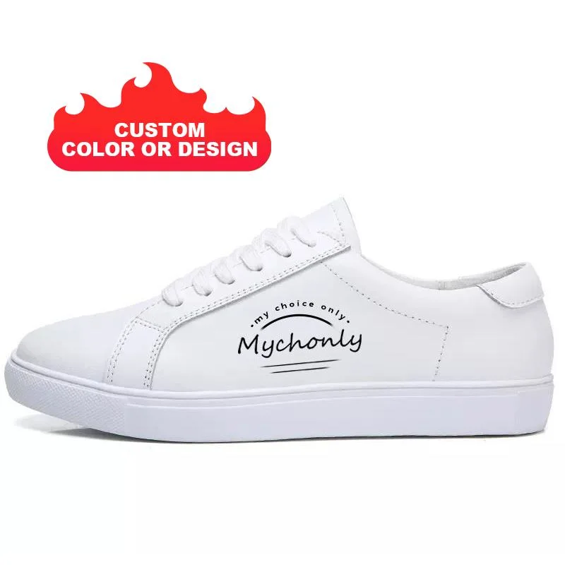 Custom White Man Sneakers Walking Style Logo Private Label Printing Men Shoes