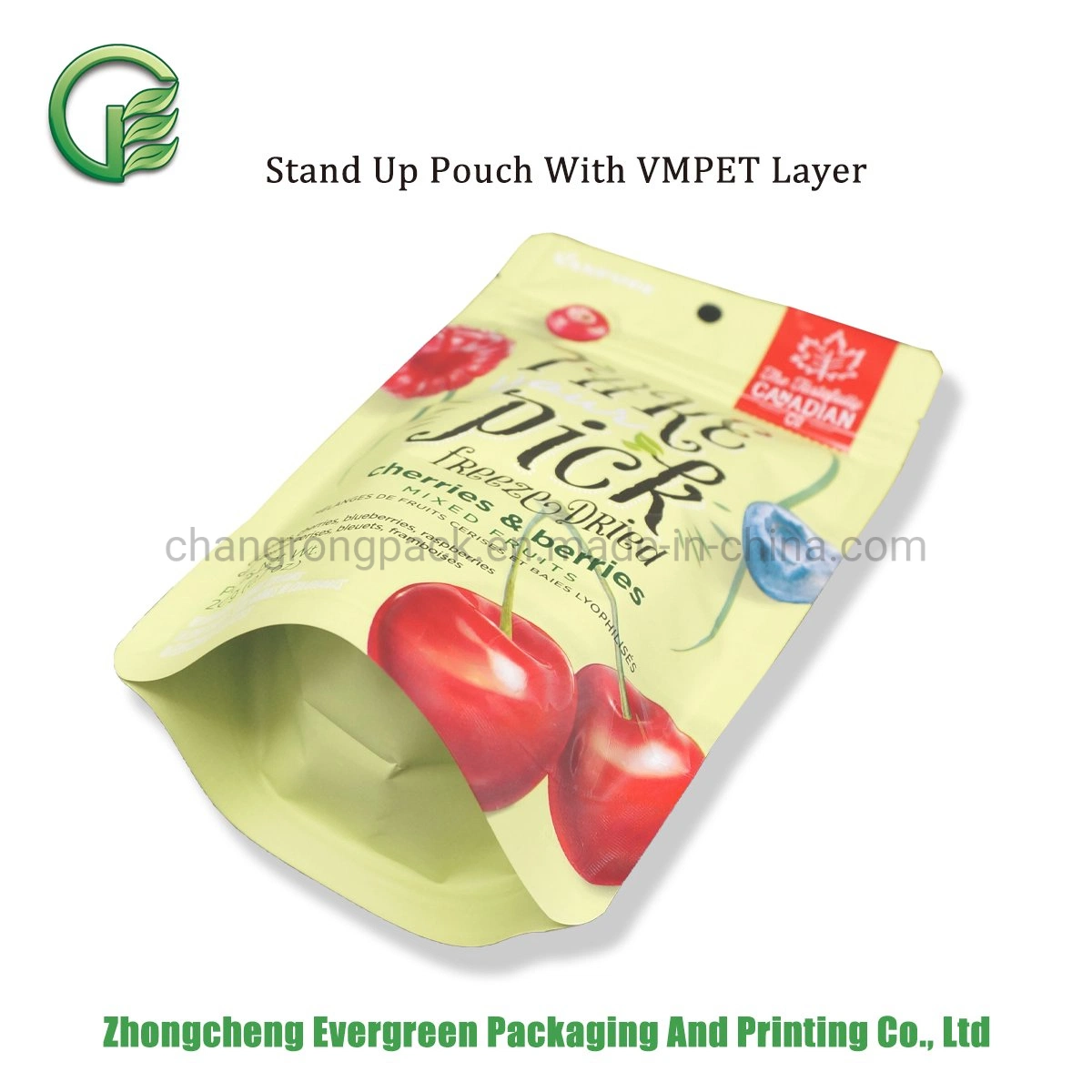 Snack Food Dried Fruits Berries Aluminium Foil Zipper Stand up Packaging Bags