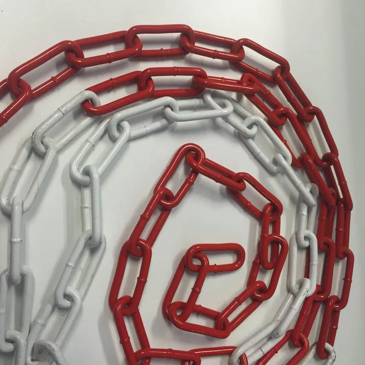 White and Red Warning Safety Welded Link Chain