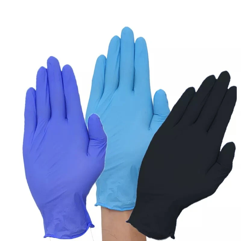 100 piezas Guantes desechables de nitrilo Guantes azules de nitrilo Thin Home Uso de cocina sólida